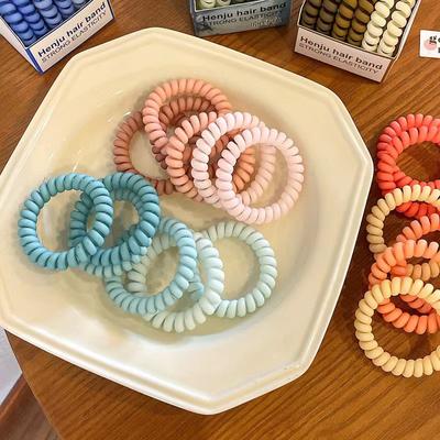 6 pezzi/set nuovo elastico per capelli con filo telefonico colorato opaco alla moda, elastico per capelli con cordino a spirale satinato, elastico per capelli, accessori per capelli