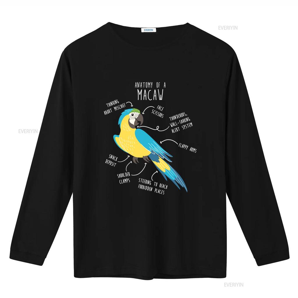 Blue and Gold Macaw Anatomy T shirt for Funny Parrot Lover Cute Pet Bird Mom Dad Top vintage Washed Stretched fashion