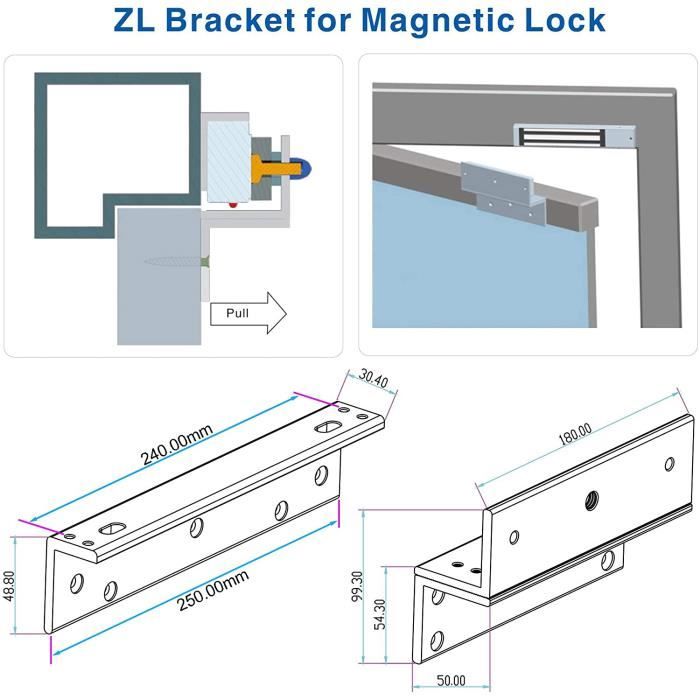 Uhppote z &amp; l zl support de fixation pour la serrure électrique de force de maintien 280kg 600lbs de porte pour le contrôle d'accès