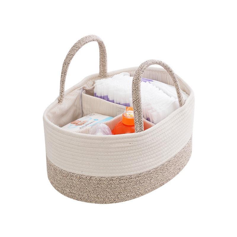 Baby Diaper Organizer Bag Woven Cotton Caddy Bag Multipurpose Bag Category Placement Basket