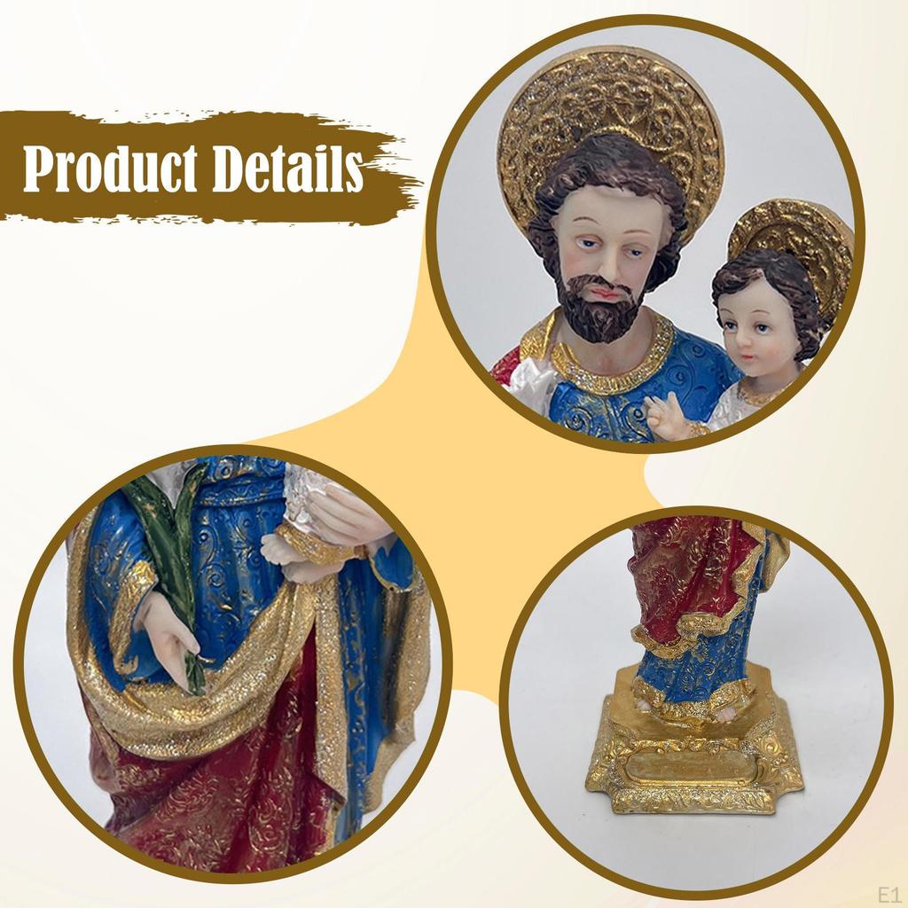 . Joseph and Child Jesus Statue Religious Gift Room Office Sculpture Saint Holding