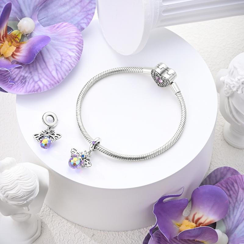 Purple Series Copper Designer Charms Pendants Fit Original Bracelet DIY Craft Beads For Women Making Gift Item