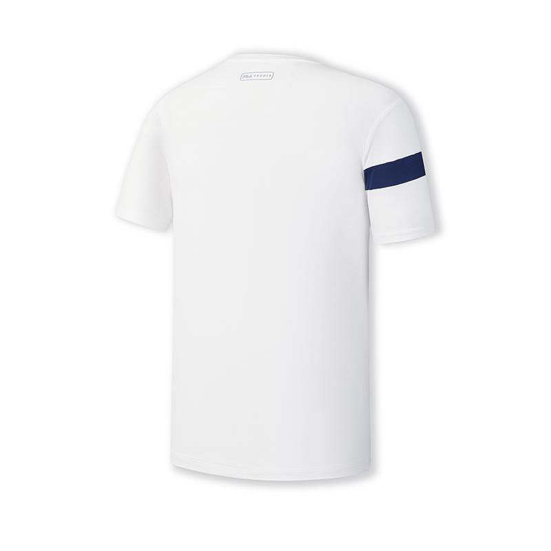 Fila Tennis Series College Style Simple Striped Casual Sports Comfortable Versatile Knitted Short Sleeve T-Shirt Men T-Shirts A11M513102F-WT