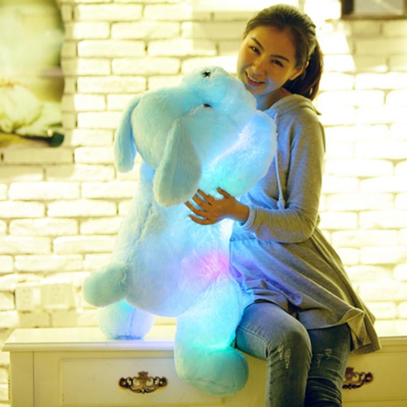 Kawaii Yaratıcı Gece Lambası LED Sevimli Köpek Peluş Oyuncak ve Peluş Oyuncaklar Bebek Çocuklar Çocuk Arkadaş İçin En İyi Doğum Günü Noel Hediyesi