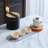 One Pot of Three Cups with Small Tea Tray, Camping Travel Ceramic Hand-held Pot, Kung Fu Tea Set, Business Gift.
