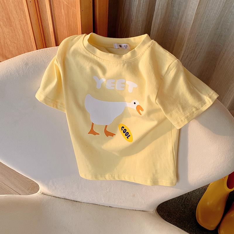 Girls' Casual T-shirt - Summer Children's Cute Pure Cotton Round-neck Top