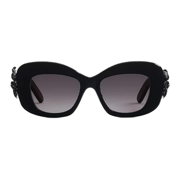 Dior Clover Logo Design Square Sunglasses Women Sunglasses Glossy-Black DCLVS3FXR_10A1