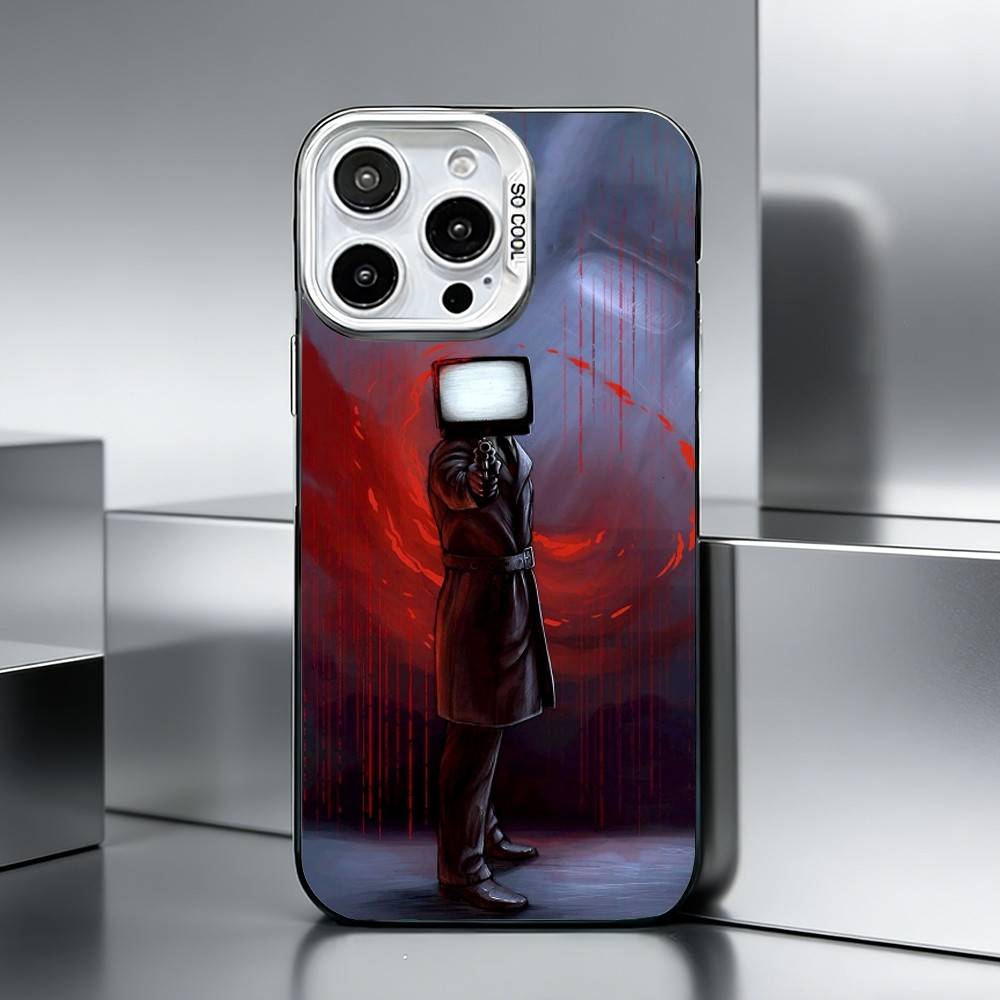 S-Skibidi Toilet T-TV M-Man Phone Case For iPhone 17,16,15,14,13,12,11 Plus,Pro Max,XS,Colored silver phone case iPhone15pro