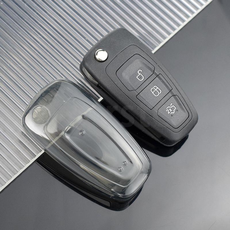Transparent Tpu Car Folding Flip Key Case Cover For Ford Focus 3 4 Ecosport Kuga Escape Mk3 St Rs Fiesta Mondeo Fold C-Max S-Max