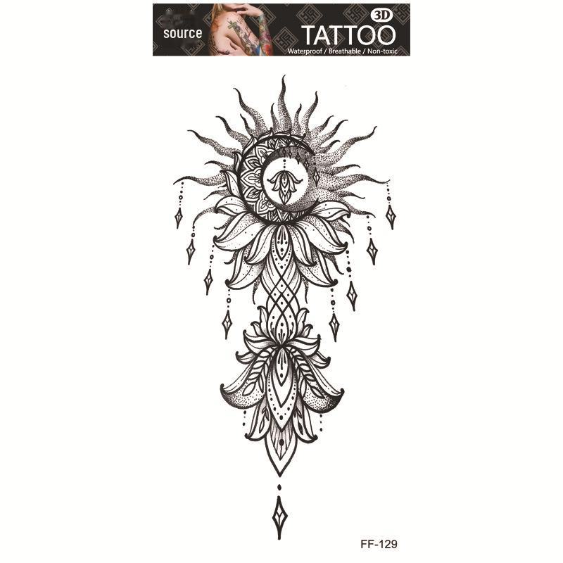 Yuanhua Waterproof Wolf Head Totem & Arabic Text Tattoo Stickers