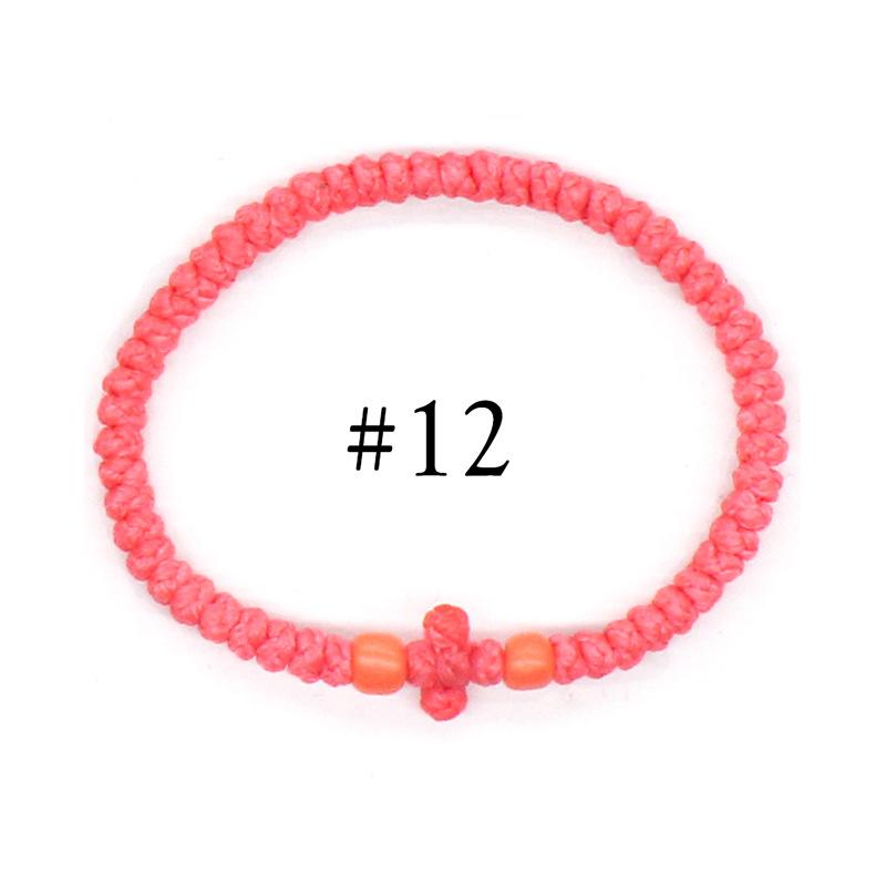 Eastern Orthodox Adjustable Prayer Rope, Hand Knotted Cord Bracelet With Geometric Cross Decor Unisex Multiple Color Options