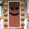 Scared Emoticon Pattern Halloween Pumpkin Door Hanging Sign Halloween Hanging Banner  Haunted House
