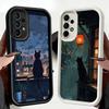Phone Case for Samsung Galaxy A17 A16 A15 A14 A13 Healing Sense Cat Rain A56 A36 A26 A55 A35 A25 A54 A34 A24 A53 A33 A23 A07 A06