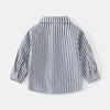 Kids Boys Long Sleeve Striped Embroidery Casual Children Shirt Spring Autumn Top