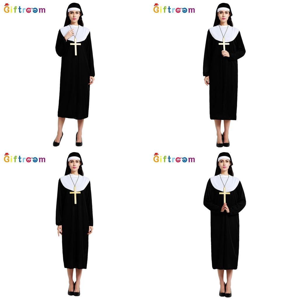 Elegant Cosplay Costume For Women In Classic Nun Robe Design Perfect For Easter Celebrations