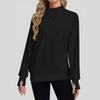 Women's Casual Mock Neck Long Sleeve Top with Thumb Holes