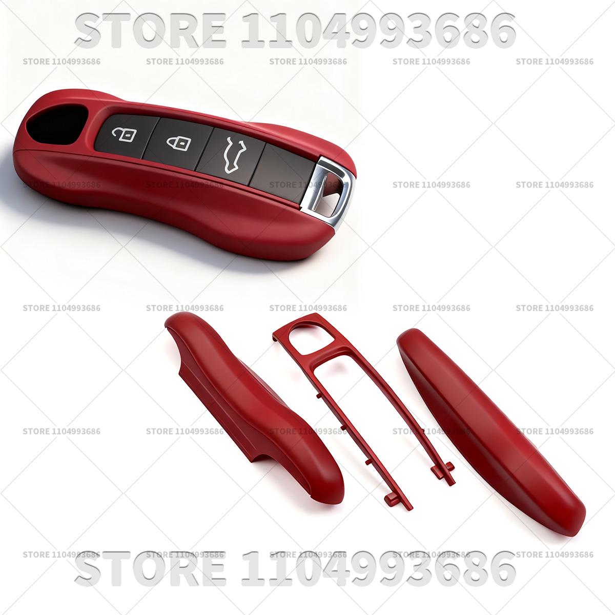 

For Porsche Mancan Panamera Cayenne 718 911 Boxster CaymanTaycan Key Cover Shell Replacement Kit Car Key Case Bordeaux Red Color