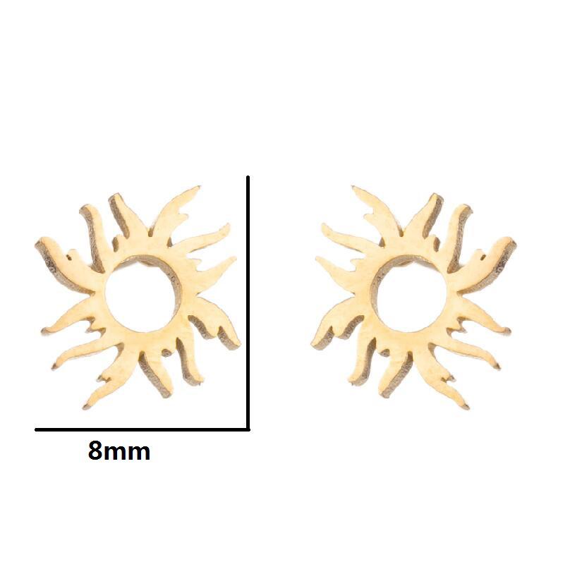 Minimalist Stainless Steel Heart & Sunflower Star Stud Earrings - "I Love You" Gesture