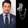Retro Fashion Lapel Pin - Lion Hanging Chain Brooch Suit Pin Accessory