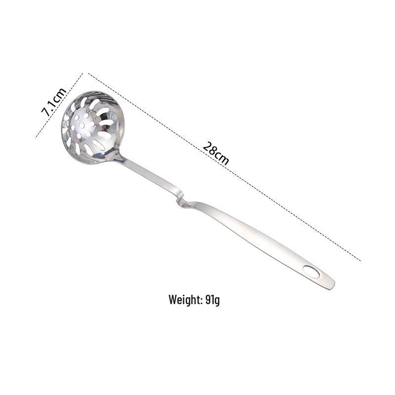 Stainless Steel Kitchen Utensil Set: Soup Ladle, Slotted Spoon, Wall Hanging Hot Pot Spoon, Long Handle, Thickened Design