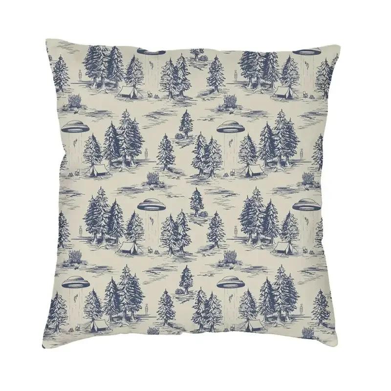 Poszewka na kwadratową poduszkę dekoracyjną Toile De Jouy Sepia Vintage Paryski Design Artystyczny Poszewka na poduszkę z nadrukiem 3D z dwóch stron na sofę