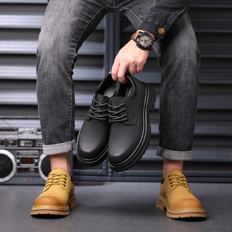 Fashion Fashion men's thick soled shoes Retro and high-quality genuine leather Casual business or partyDerby Luxury Adult Shoes New