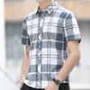 Fashion Shirt Men's Summer Short-sleeved Plaid Casual Slim Trend Non-iron Anti-wrinkle Shirt Blouse Men