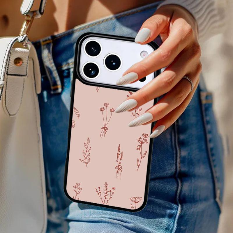 Minimalist Aesthetic Flower Phone Case For iPhone 17 Air 14 15 13 12 Max Cover For Apple 16e 11 Pro Max Plus Coque