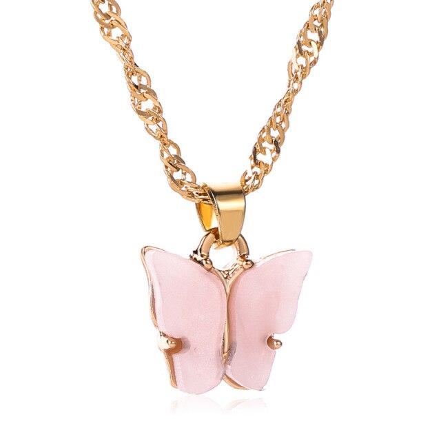 Gold Color Chain Butterfly Pendant Choker Necklaces Women Bold Statement Collares Bohemian Beach Jewelry Souvenir Gift Idea Collier CheapStatement