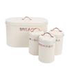 Set da 4 pezzi: Porta pane e barattoli in ferro per cucina, Caffè, Tè, Zucchero, Porta pane in metallo per piano di lavoro
