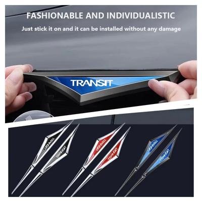 2Pcs Metal Car Side Door Knife Bumper Decals For TRANSIT Logo Leaf Plate Modified Exterior Styling Decorative Accessories