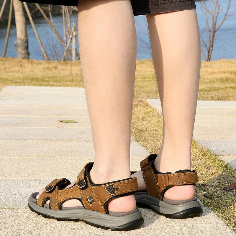 Fashion Mens Sandals Summer Leather Shoes Men Outdoor Casual Lightweight Beach Sandals Fashion Men Shoes Zapatos Para Hombre Big Size 48