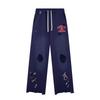 Roughplay Streetwear Pants Mens Loose Fit Distressed Washed Drawstring Trousers