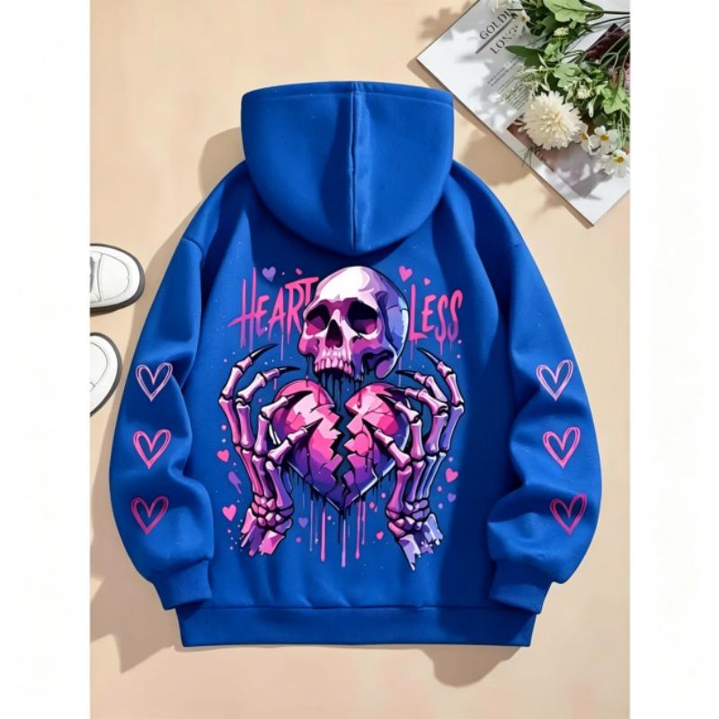 Hoodies for Boys Girls Casual Sweatshirt Kids Clothes Tops Long Sleeve Hoodie Shattered Love Skull Printed Hooded Pullover