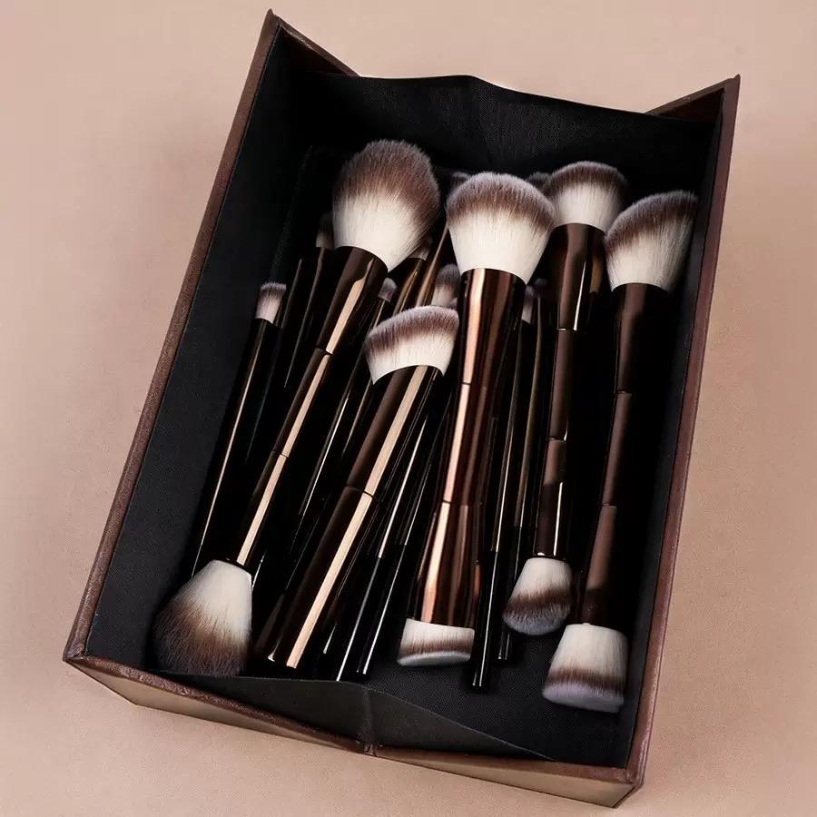 20 Pcs Makeup Brushes with Gift Box, Double-End Multi-functional Makeup Brushes for Blending Liquid Powder Concealer Cream Blush Buffe