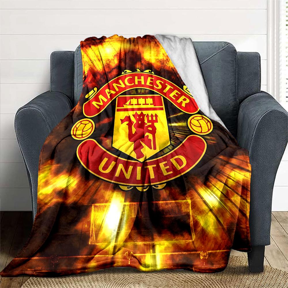 1pc M-Manchester5 Blanket, Gift, for Men and Women, Soft Blanket, Good for Sofa Bed Couch Travel, Lightweight Flannel Blanket