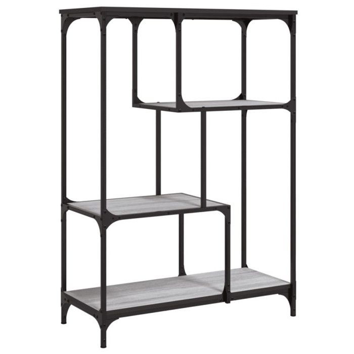 VidaXL Bookcase Sonoma Grey 81x36x115cm Engineered Wood and Steel 835407