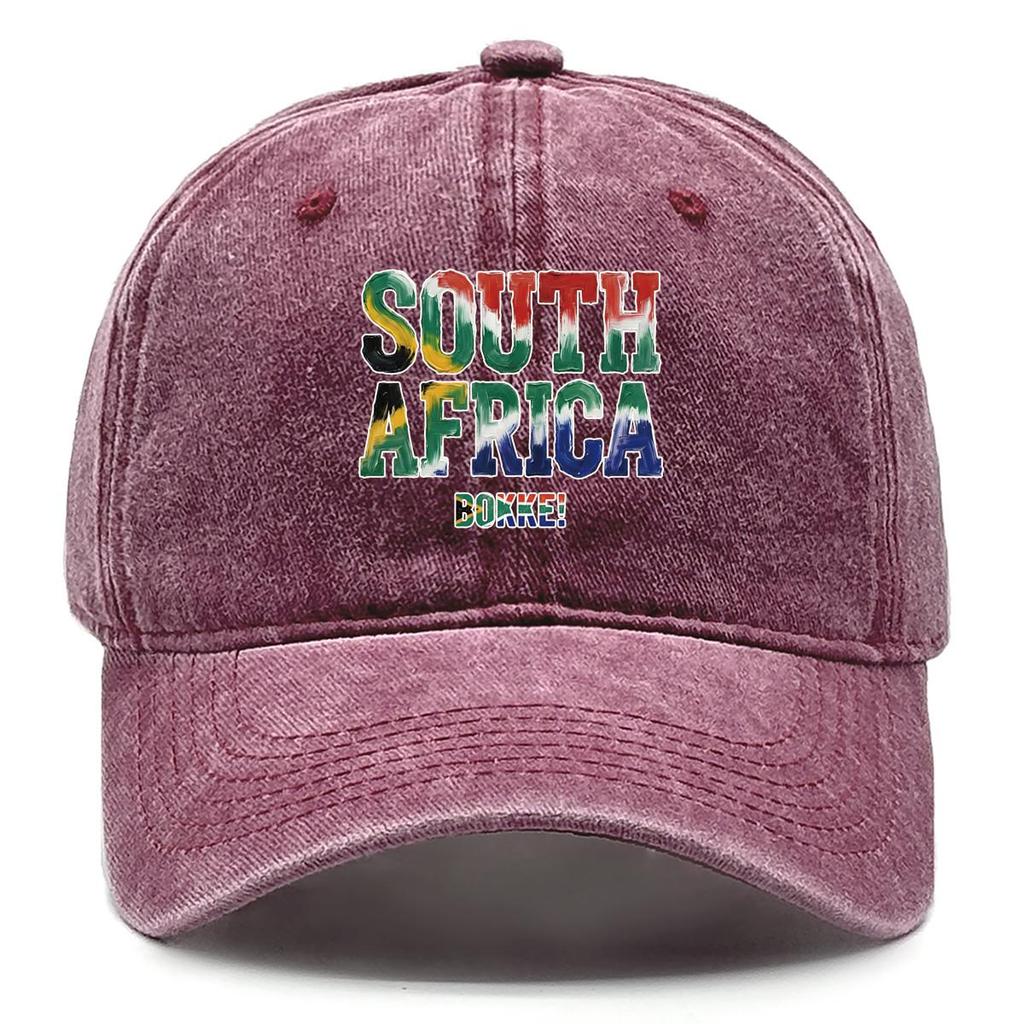 "SOUTH AFRICA" "BOKKE" Flag Printed Baseball Cap , Adjustable Baseball Hat Stylish Slouchy Trendy Leisure Woman's Cap