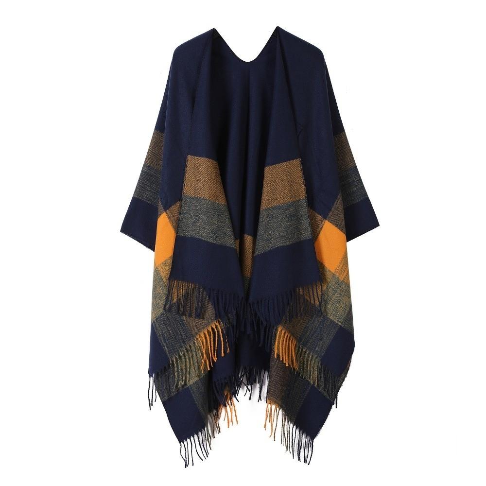 Imitation Cashmere Soft Wrap Scarf Tassel Warm Cloak Fashion Plaid Patterned Shawl  Women