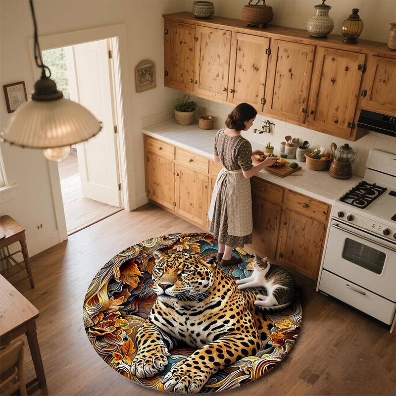 Embossed Animals  Round Area Rug,Carpet Rug for Living Room Bedroom Sofa Playroom Decor,Non-slip Floor Mat
