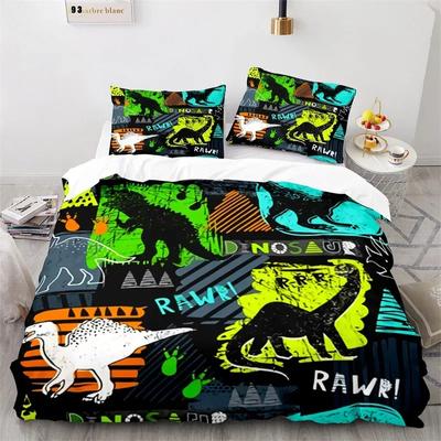 Cartoon Dinosaur Duvet Cover Microfiber Kids Cute Animal Bedding Set Jurassic Series Twin Comforter Cover For Girls Boys Teens