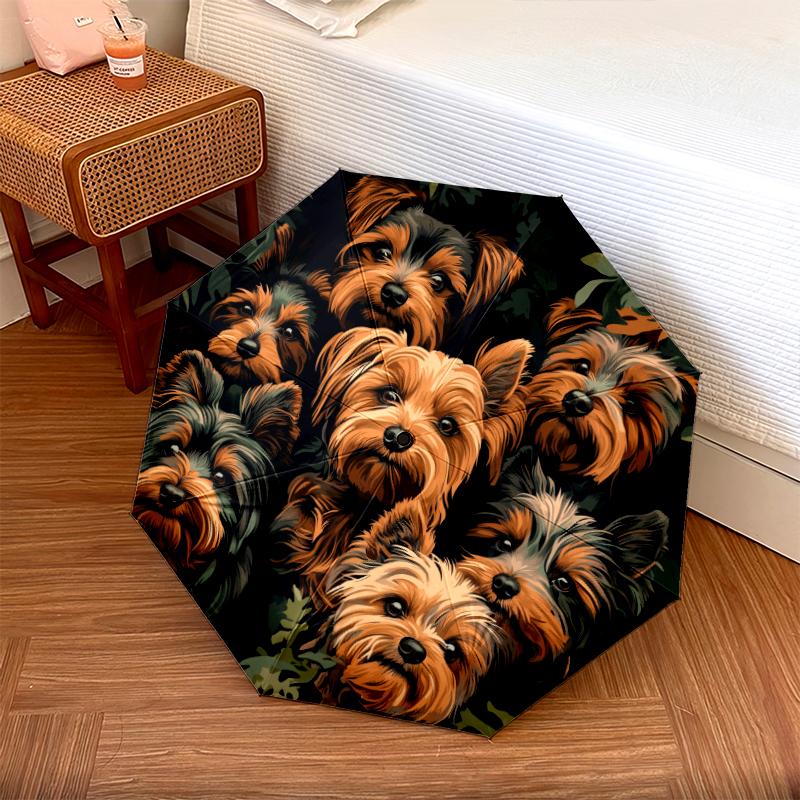 Yorkshire Terrier Pattern, Automatic Folding Umbrella, Portable and Foldable Design, 8 Ribs, a Christmas or Birthday Gift.