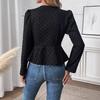 Women's Autumn Coat, Fashionable and Slim-fitting, Solid Color, Embossed, Fitted Waist, Long Sleeves, Round Neck Zipper Coat, Solid Color Design