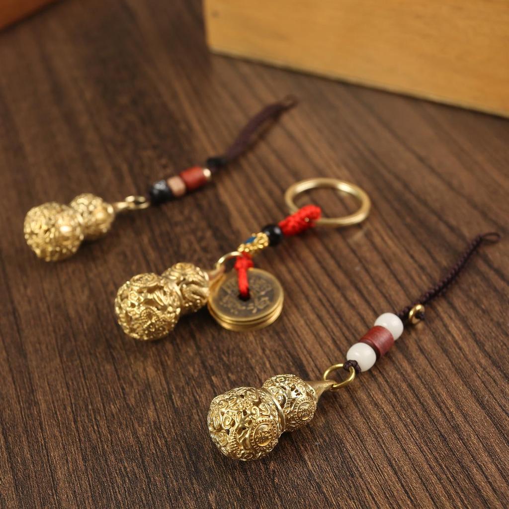Tang Teng Messing-Kürbis-Schlüsselanhänger – Glückverheißendes, handgefertigtes Accessoire für Taschen und Handys