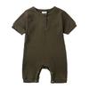 Summer 2025 Baby Short Sleeve Ribbed Jumpsuit Romper with Snap Crotch