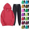 Sportstreningsdrakt med hette for menn Unisex todelt løpeantrekk Langermet genser Hettegensere Sweatshirt+joggebuksesett
