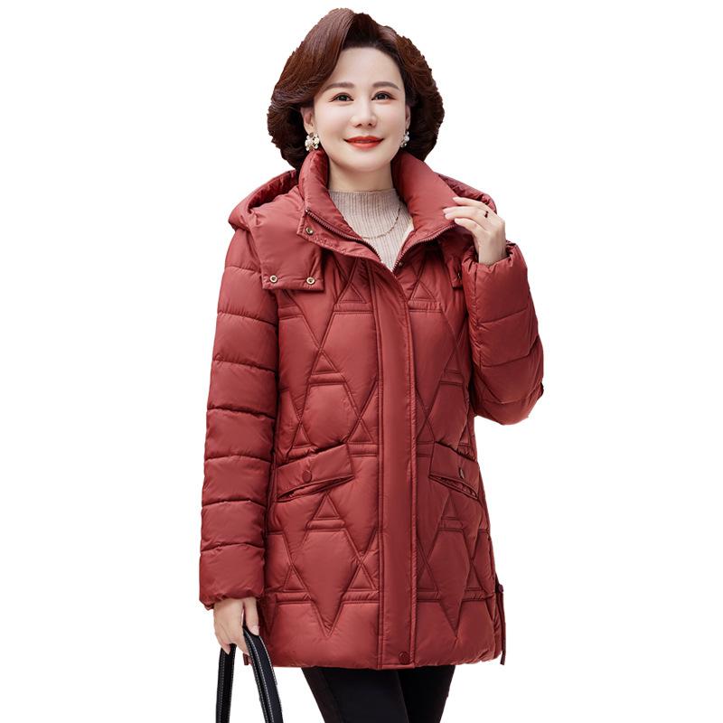 Down cotton-padded clothes, mother's new winter models, medium and long thickened cotton-padded clothes, slim-fitting and warm, foreign-style jackets,