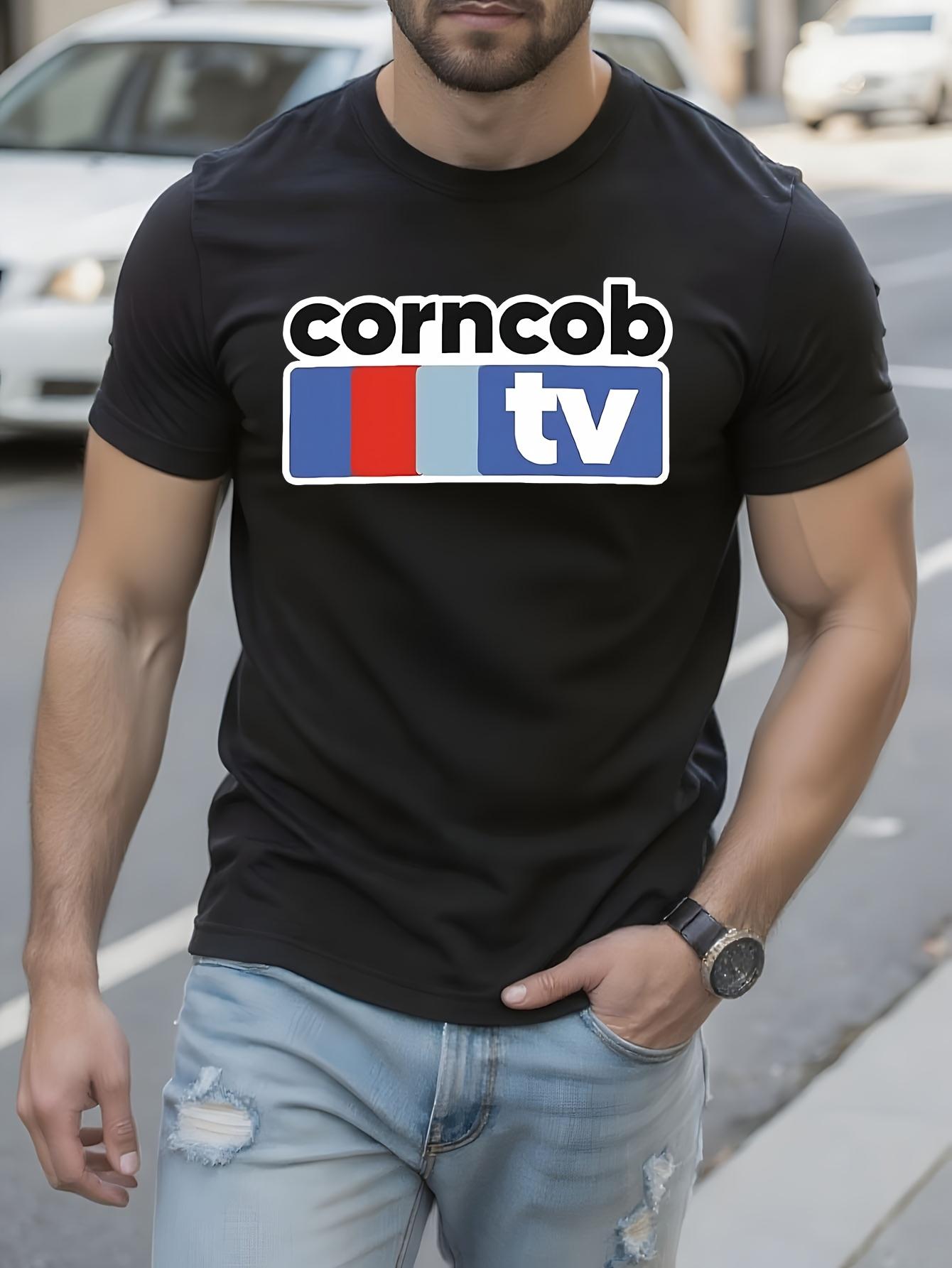 Vintage Corncob TV Graphic Tshirt - Retro TV Station Desi... S