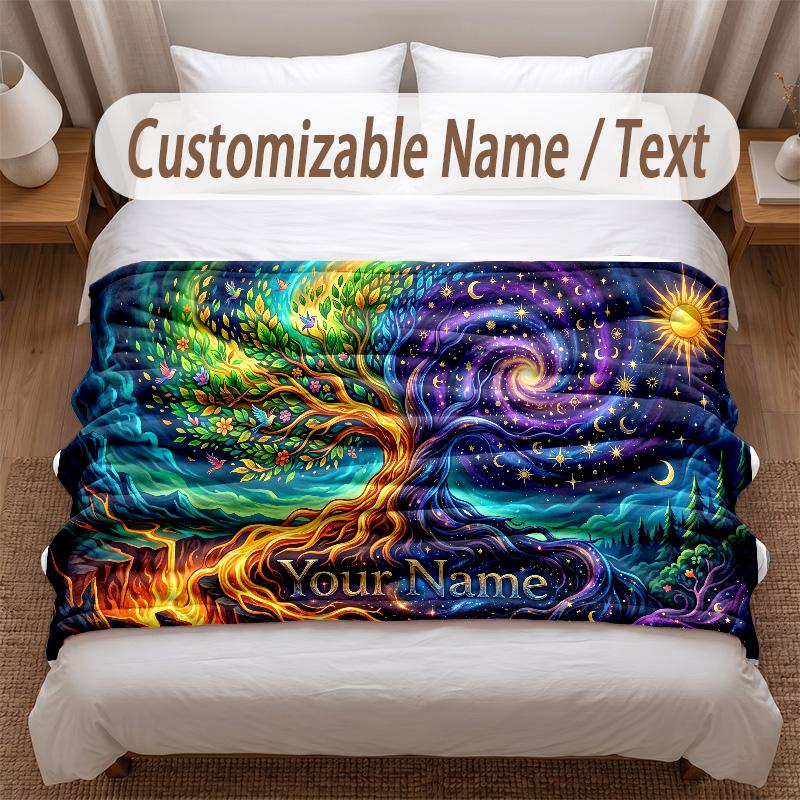 Music General Theme Soft Blanket Personalized Custom Name Text Print Warm Blanket Home Sofa Bedroom Decor