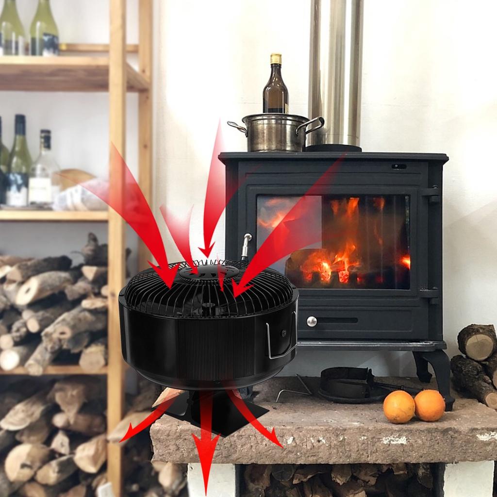 Green 5 Blades Heat Powered Stove Fan Log Wood Burner Quiet Free-standing Home Fireplace Fan Efficient Heat Distribution New